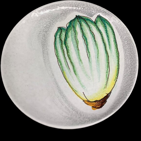 Vtg MCM FRATELLI FANCIULLACCI ITALY Vegetable Plates 8" Radish Lettuce Textured - Picture 5 of 10
